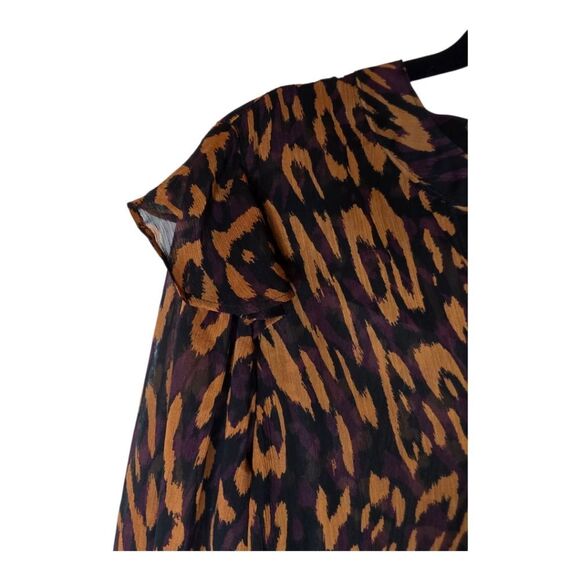 DKNY Leopard Animal Print Ruffle Button Up Shirt -  Size Large - Picture 5 of 8